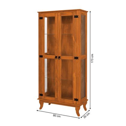 Imagem de Kit Sala de Jantar Cristaleira com Buffet 4 Portas em Madeira Maciça Acabamento Premium Castanho