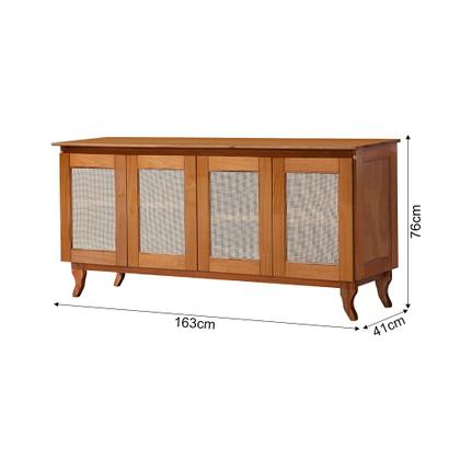 Imagem de Kit Sala de Jantar Cristaleira com Buffet 4 Portas em Madeira Maciça Acabamento Premium Castanho