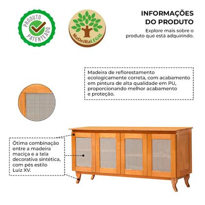 Imagem de Kit Sala de Jantar Cristaleira com Buffet 4 Portas em Madeira Maciça Acabamento Premium Imbuia
