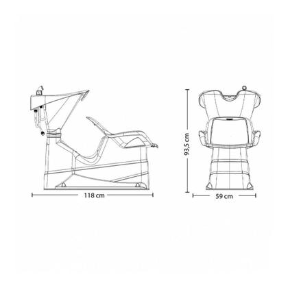 Imagem de Kit Salão Cadeira Manual + Lavatório com Cuba + Carrinho Auxiliar Dompel Preto