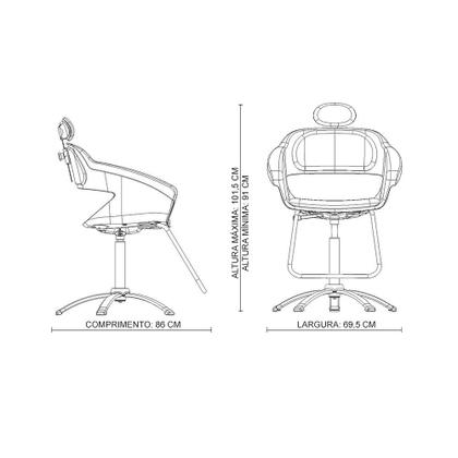 Imagem de Kit Salão Cadeira Manual + Lavatório com Cuba + Carrinho Auxiliar Dompel Preto