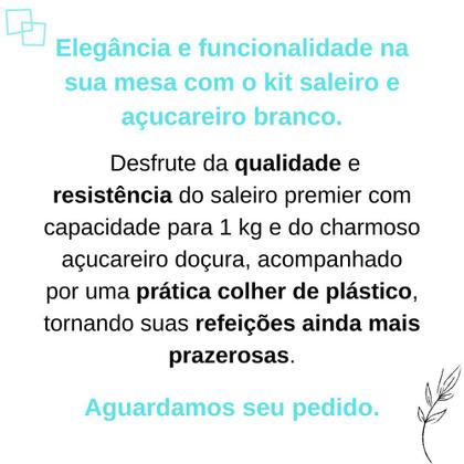 Imagem de Kit Saleiro com Tampa e Alça 1kg e Açucareiro de Mesa com Colher de Plástico para Cozinha Nitronplast