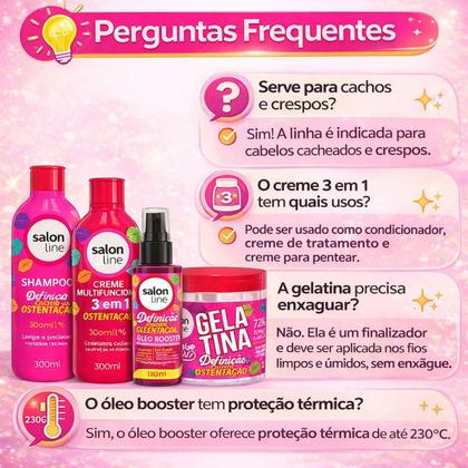 Imagem de Kit Salon Line Definição Cachos Ostentação: Shampoo e Creme Multifuncional + Gelatina e Óleo Booster