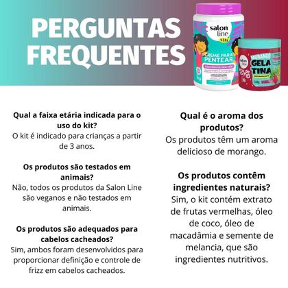 Imagem de Kit Salon Line Kids: 1 Creme para Pentear e 1 Gelatina Desembaraçante Morango