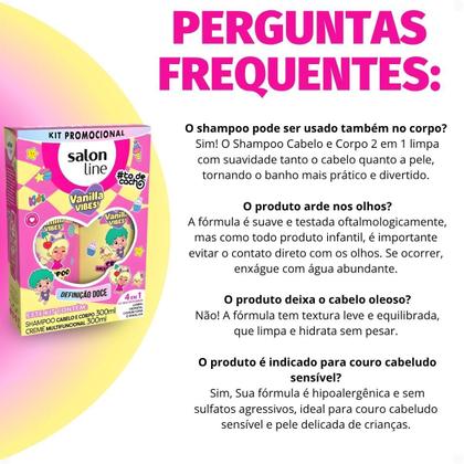 Imagem de Kit Salon Line Kids Vanilla Vibes! ToDeCacho: Shampoo Cabelo e Corpo e Creme Multifuncional 300ml