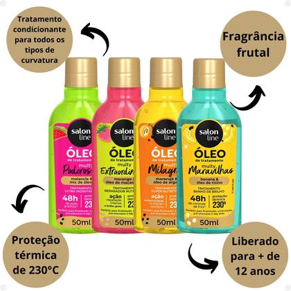 Imagem de Kit Salon Line Multy Óleos: Melancia, Morango, Maracujá e Banana