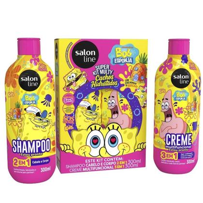Imagem de Kit Salon Line Shampoo 300ml + Creme Multifuncional 300ml SOS Cachos Bob Esponja