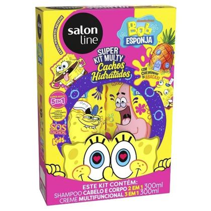Imagem de Kit Salon Line Shampoo 300ml + Creme Multifuncional 300ml SOS Cachos Bob Esponja