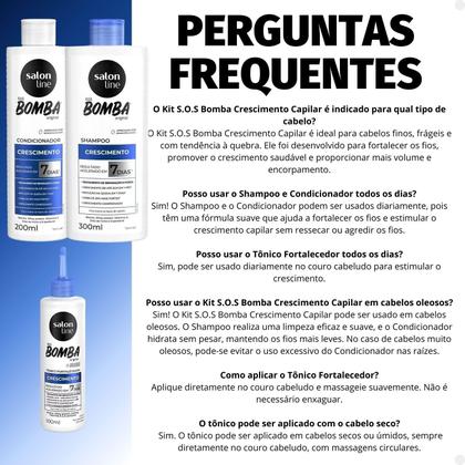 Imagem de Kit Salon Line SOS Bomba Crescimento Capilar: Shampoo 300ml e Condicionador 200ml + Tônico Fortalecedor 100ml