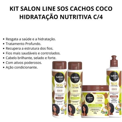 Imagem de Kit Salon Line Sos Cachos Coco Hidratação Nutritiva C/4