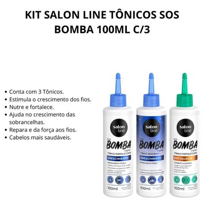 Imagem de Kit Salon Line Tônicos Sos Bomba 100ml C/3