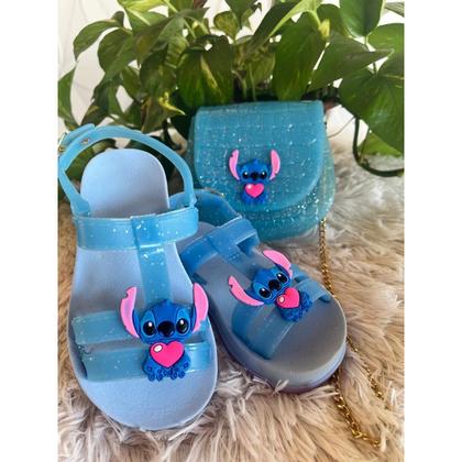 Imagem de Kit Sandália e Bolsa Stitch Infantil  Disponível em Azul, Rosa Bebê e Preto