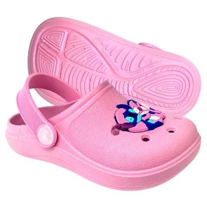 Imagem de Kit Sandália Infantil Menina Babuche Stitch Escolar Confortável e Pulseira