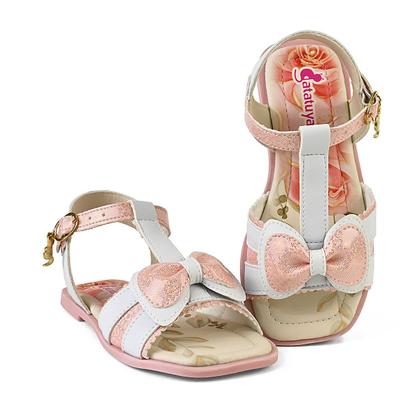 Imagem de Kit Sandália Rasteirinha Infantil Menina Com Bolsa Leve Branco/Rosa Mzkid