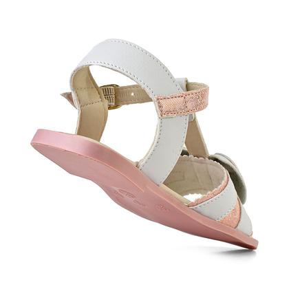 Imagem de Kit Sandália Rasteirinha Infantil Menina Com Bolsa Leve Branco/Rosa Mzkid
