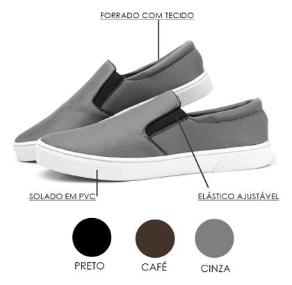 Imagem de Kit Sapatênis Masculino Slip On Preto Com Relogio Led Preto
