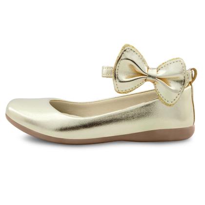 Imagem de Kit Sapatilha Infantil Menina Festa Gatatuya Com Bolsa Laço Feminina Boneca Dourada