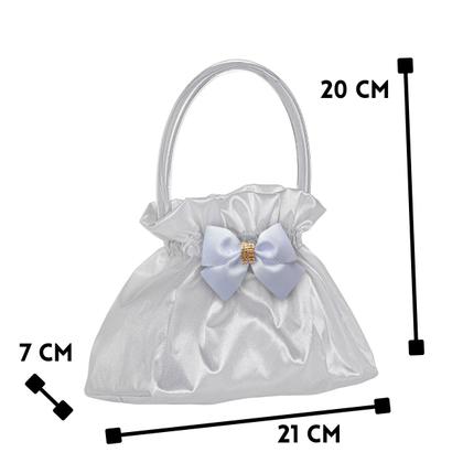 Imagem de Kit Sapatilha Social Boneca Retrô com Bolsa Tiracolo Cetim e Laço