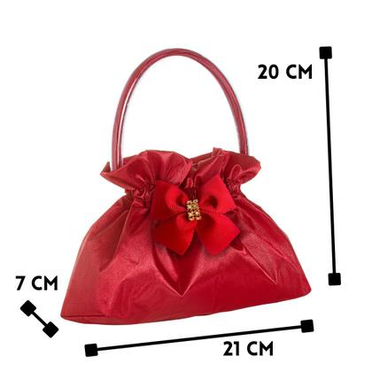 Imagem de Kit Sapatilha Social Boneca Retrô com Bolsa Tiracolo Cetim e Laço