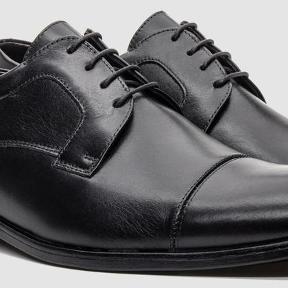 Imagem de Kit Sapato Masculino Preto Com Cinto Casual Estilo Derby Confortável Clássico Qualidade Sofisticação E Estilo Zapattero
