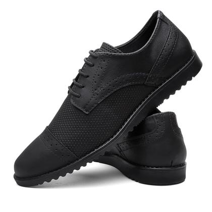 Imagem de Kit Sapato Oxford Classico Ec Shoes com Cadarço Sola Borracha Leve e Chinelo