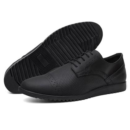 Imagem de Kit Sapato Oxford Classico Ec Shoes com Cadarço Sola Borracha Leve e Chinelo