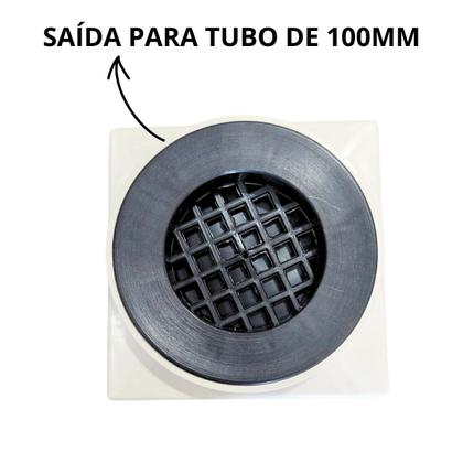 Imagem de Kit Seca Box Linear 5x70 + Ralo 10x10 Inox 2 em 1 Invisível Oculto Base Branca Banheiro