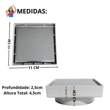 Imagem de Kit Seca Box Linear 5x80 + Ralo 10x10 Inox 2 em 1 Invisível Oculto Base Branco Banheiro