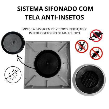Imagem de Kit Seca Box Linear 5x80 + Ralo 15x15 Inox 2 em 1 Invisível Oculto Base Cinza Banheiro