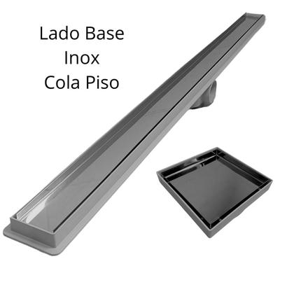 Imagem de Kit Seca Box Linear 5x80 + Ralo 15x15 Inox 2 em 1 Invisível Oculto Base Cinza Banheiro