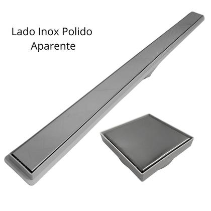 Imagem de Kit Seca Box Linear 5x80 + Ralo 15x15 Inox 2 em 1 Invisível Oculto Base Cinza Banheiro