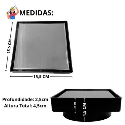 Imagem de Kit Seca Box Linear 5x80 + Ralo 15x15 Inox 2 em 1 Invisível Oculto Base Preto Banheiro