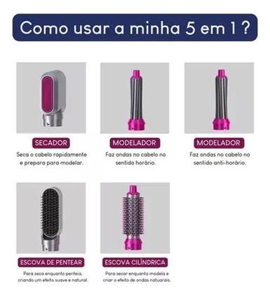 Imagem de Kit Secador Cabelo 5 Em 1 Estilizador Elétrico 220V: Looks