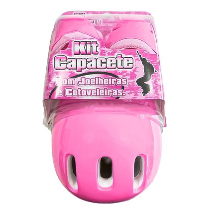 Imagem de Kit Segurança Infantil Capacete Para Patins Bike Skate Patinete 5 Peças Cor Rosa