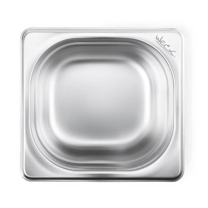 Imagem de Kit Seis Cubas Gastronomica Padrão Gn 1/6 100mm Inox sem Alça Com tampa Weck