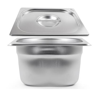Imagem de Kit Seis Cubas Gastronomica Padrão Gn 1/6 100mm Inox sem Alça Com tampa Weck