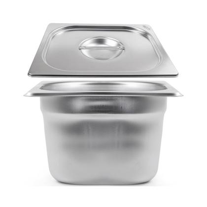 Imagem de Kit Seis Cubas Gastronomica Padrão Gn 1/6 150mm Inox sem Alça Com tampa Weck