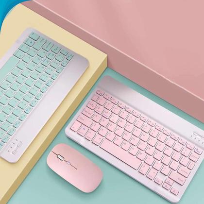 Imagem de Kit Sem Fio Teclado e Mouse Bluetooth Para Escritório Pronta Entrega