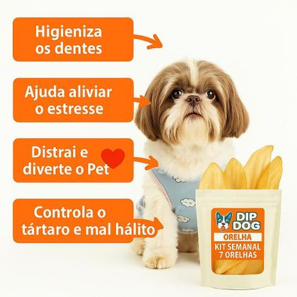 Imagem de Kit  Semanal  7 Orelhas Bovina Natural Dip Dog