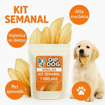 Imagem de Kit  Semanal  7 Orelhas Bovina Natural Dip Dog