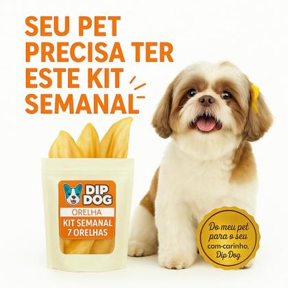 Imagem de Kit  Semanal  7 Orelhas Bovina Natural Dip Dog