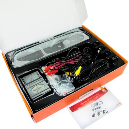 Imagem de Kit Sensor De Estacionamento Com Camera de Ré E Retrovisor Lcd Cor Preto