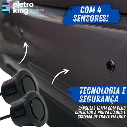 Imagem de Kit Sensor De Estacionamento Com Camera de Ré E Retrovisor Lcd Cor Preto