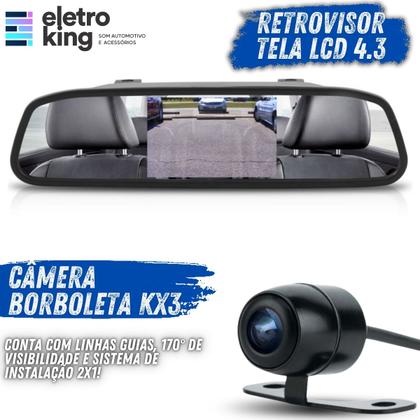 Imagem de Kit Sensor De Estacionamento Com Camera de Ré E Retrovisor Lcd Cor Preto