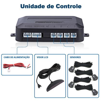 Imagem de Kit Sensor de Ré Cinza + Câmera Traseira Vectra 2000 2001 2002 2003 2004 Buzzer Linhas Grade Referência Chumbo Grafite
