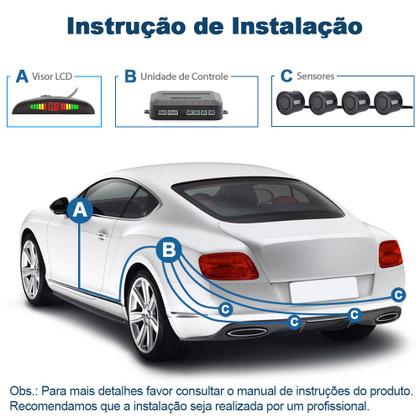 Imagem de Kit Sensor de Ré Preto + Câmera Traseira Montana 2015 2016 2017 2018 2019 2020 Buzzer Linhas Grade Referência