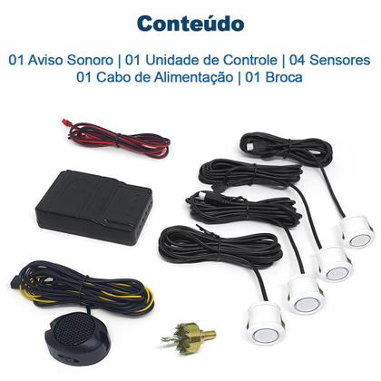 Imagem de Kit Sensores Dianteiros Branco Suzuki Swift 1998 1999 2000 2001 Estacionamento Frontais Frente Buzzer 4 Pontos