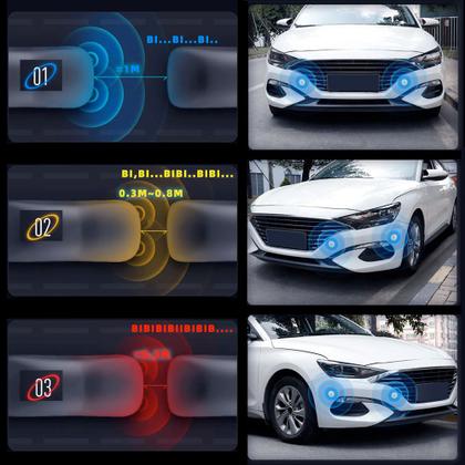 Imagem de Kit Sensores Dianteiros Prata Fiat Novo Uno 2011 2012 2013 2014 Estacionamento Frontais Frente Buzzer 4 Pontos