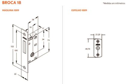 Imagem de Kit Serralheiro Fechadura Perfil 600/11 + 2 1009 Branco Stam