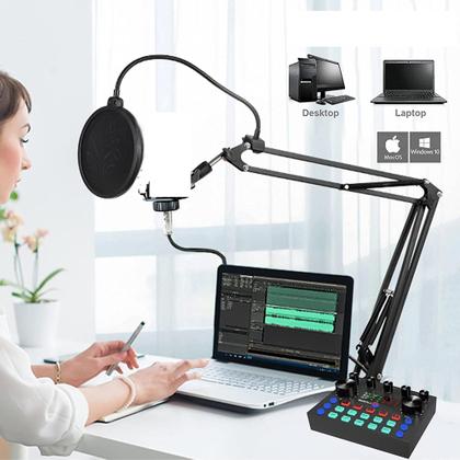 Imagem de Kit Setup V8S Sound Card Com 02 Microfones Para Lives e Conteudo Digital
